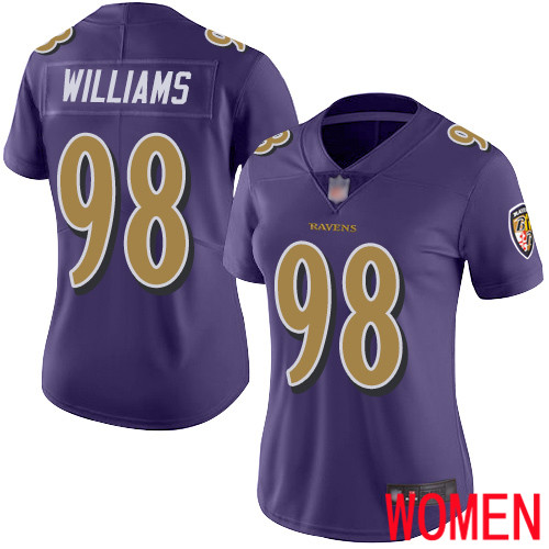 Baltimore Ravens Limited Purple Women Brandon Williams Jersey NFL Football #98 Rush Vapor Untouchable->women nfl jersey->Women Jersey